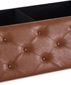 31.5 Inches Ottoman with Storage Bench, Folding Ottoman Bench Small Foot Rest Stool, Bedroom Bench with Flipping Lid, Linen Dark Gray