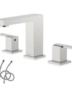 Polished Chrome Widespread Bathroom Faucet 2 Handle Bathroom Sink Faucet 3 Hole, 8-Inch 3 Pieces -3