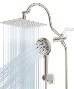 All Metal High Pressure Rainfall 10'' Shower Head, CUPC Certified Handheld Showerhead Combo-4
