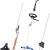 26cc Weed Wacker Gas Powered, String Trimmer/Edger, Pole Saw, Hedge Trimmer and Brush Cutter Blade, 4-in-1 Multi Yard Care Tools, Rubber Handle & Shoulder Strap Included