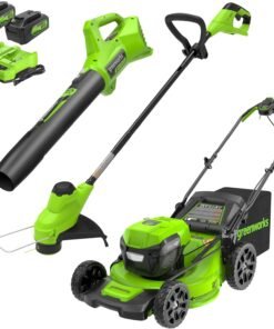 48V (2x24V) 21" Brushless Mower+12" String Trimmer+320CFM Blower,(2) 5.0Ah Batteries and 4A Dual Port Charger