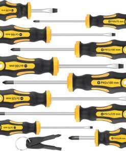 10-Piece Magnetic Screwdrivers Set, 5 Phillips and 5 Slotted Tips Professional Cushion Grip Screwdriver Set