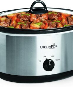 7 Quart Oval Manual Slow Cooker, Stainless Steel (SCV700-S-BR), Versatile Cookware for Large Families or Entertaining