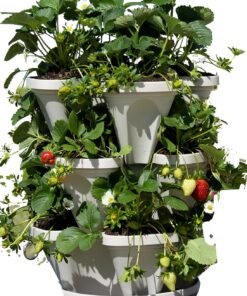 3 Tier Stackable Garden,Indoor,Outdoor Vertical Planter Set,Self Watering Tiers From Top Down,Smart Planting Pots,Used for Strawberries Herbs Peppers Flowers and Succulents (Stone)