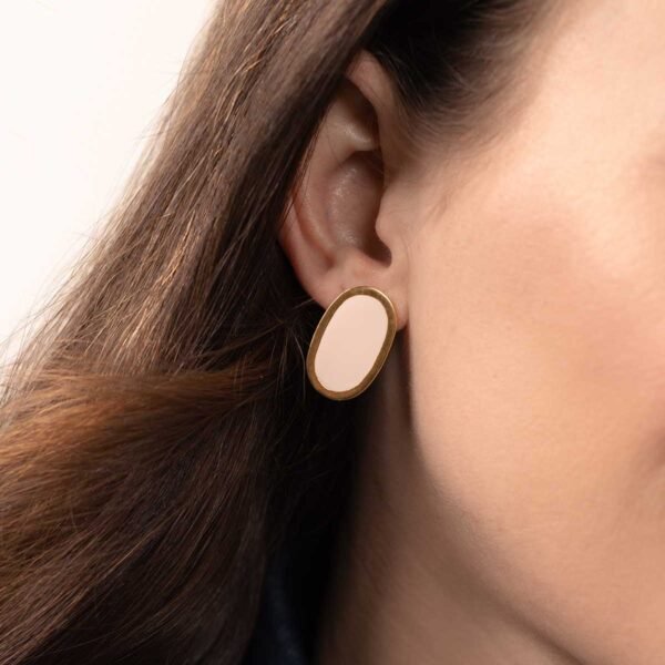 Enamel Oval Stud Earrings